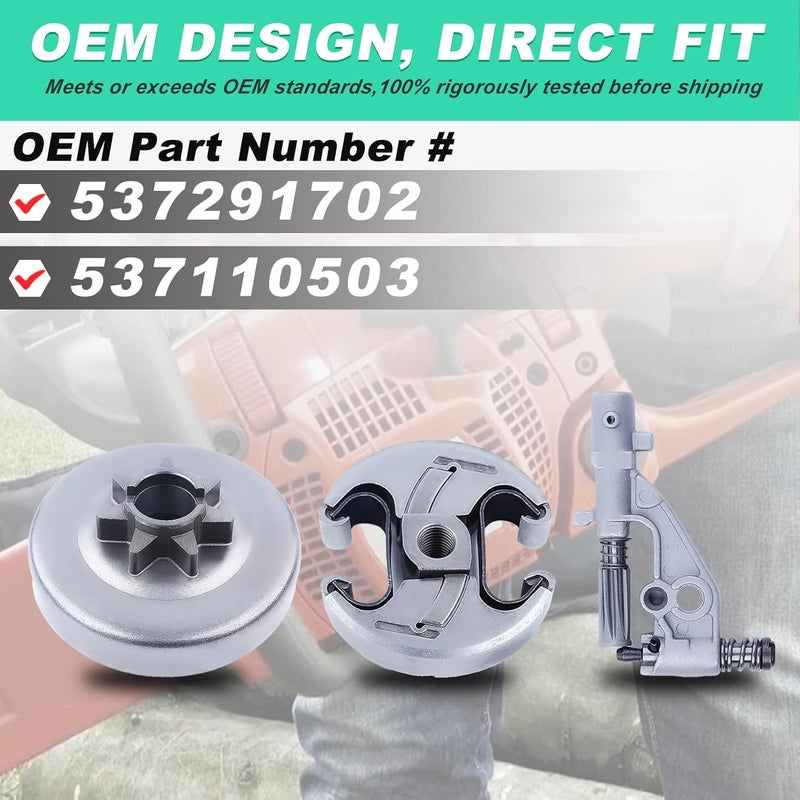 Adefol .325 7T Clutch Drum Bearing Kit for Husqvarna 455 460 Rancher Chainsaw, 455 Rancher Clutch Drum Oil Pump Kit with Oil Pressure Line Worm Gear Needle Bearing Parts # 537291702, 537110503 - Image 4